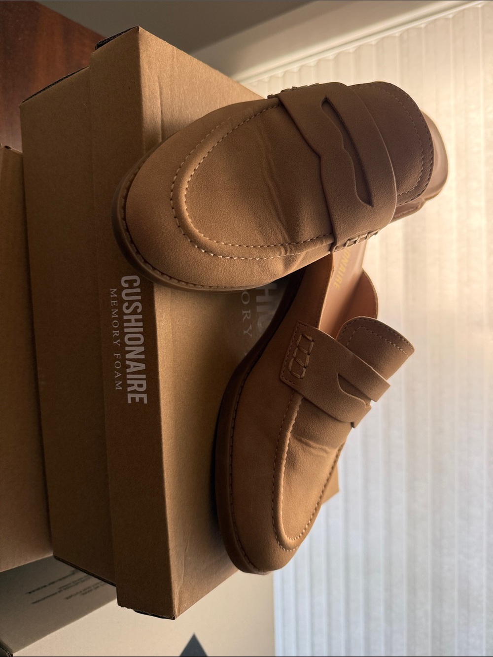 Cushionaire Women's Tan Slip-On Penny Loafers - size 7